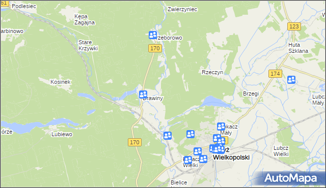 mapa Stefanowo gmina Krzyż Wielkopolski, Stefanowo gmina Krzyż Wielkopolski na mapie Targeo