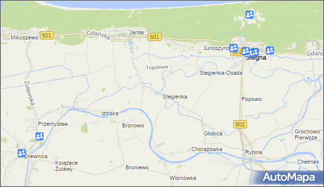 mapa Stegienka, Stegienka na mapie Targeo