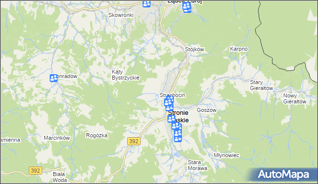 mapa Strachocin gmina Stronie Śląskie, Strachocin gmina Stronie Śląskie na mapie Targeo