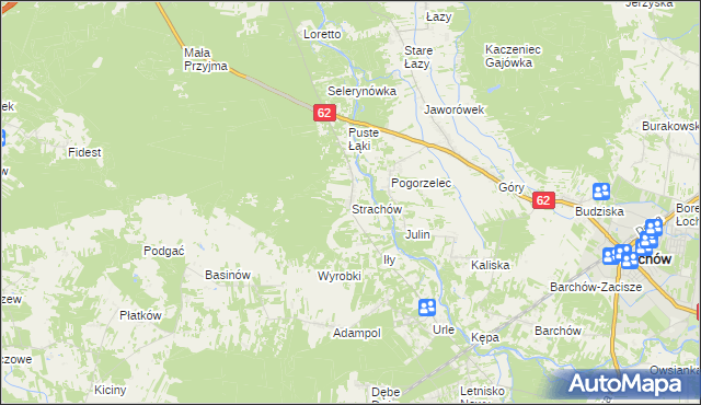 mapa Strachów gmina Jadów, Strachów gmina Jadów na mapie Targeo