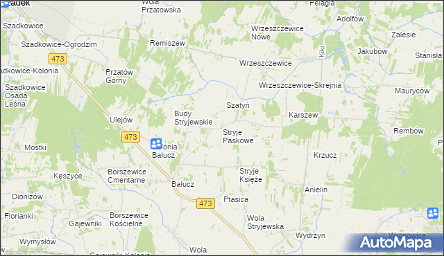 mapa Stryje Paskowe, Stryje Paskowe na mapie Targeo