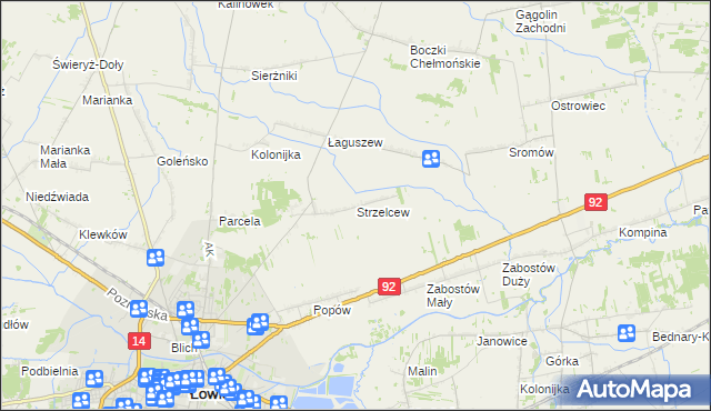 mapa Strzelcew, Strzelcew na mapie Targeo