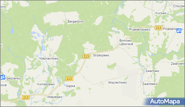 mapa Strzeszewo gmina Wicko, Strzeszewo gmina Wicko na mapie Targeo