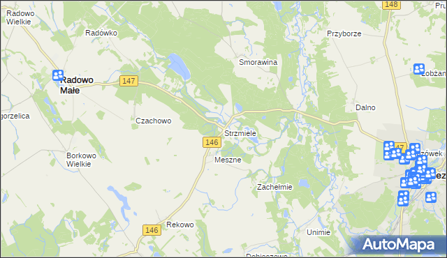 mapa Strzmiele, Strzmiele na mapie Targeo