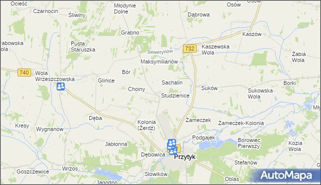 mapa Studzienice gmina Przytyk, Studzienice gmina Przytyk na mapie Targeo