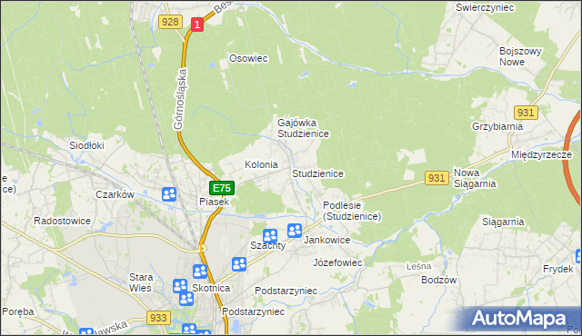 mapa Studzienice gmina Pszczyna, Studzienice gmina Pszczyna na mapie Targeo