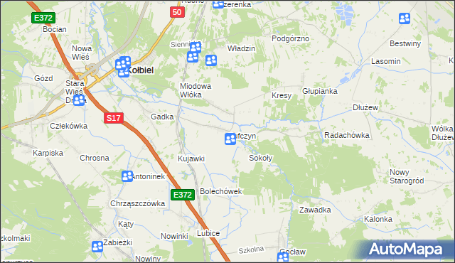 mapa Sufczyn gmina Kołbiel, Sufczyn gmina Kołbiel na mapie Targeo