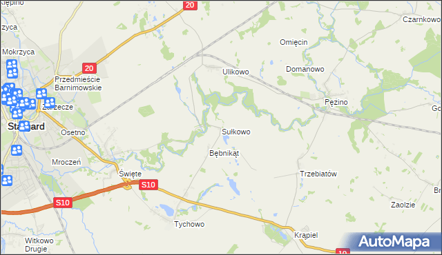 mapa Sułkowo gmina Stargard, Sułkowo gmina Stargard na mapie Targeo