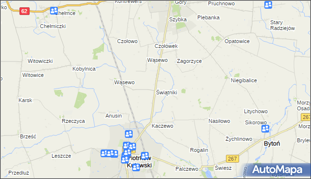 mapa Świątniki gmina Piotrków Kujawski, Świątniki gmina Piotrków Kujawski na mapie Targeo