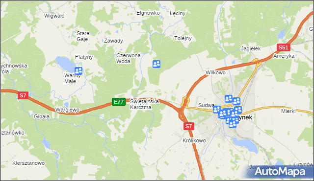 mapa Świętajny, Świętajny na mapie Targeo