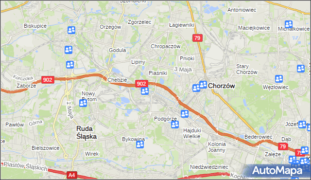 mapa Świętochłowice, Świętochłowice na mapie Targeo