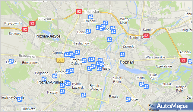 mapa Święty Wojciech gmina Poznań, Święty Wojciech gmina Poznań na mapie Targeo