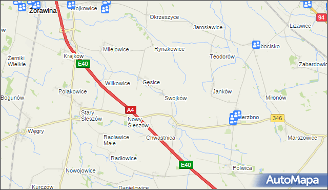 mapa Swojków gmina Domaniów, Swojków gmina Domaniów na mapie Targeo