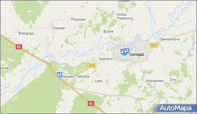 mapa Szafranki gmina Goniądz, Szafranki gmina Goniądz na mapie Targeo