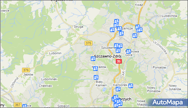 mapa Szczawno-Zdrój, Szczawno-Zdrój na mapie Targeo