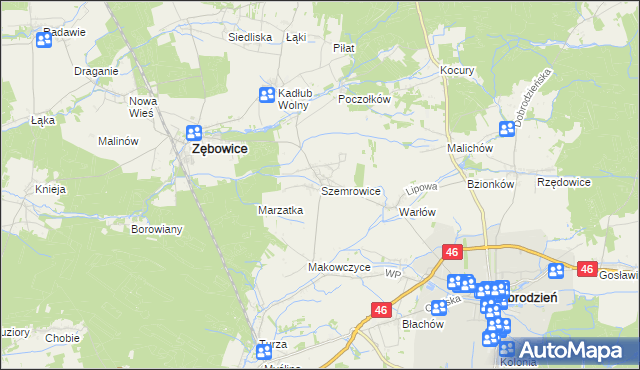 mapa Szemrowice, Szemrowice na mapie Targeo