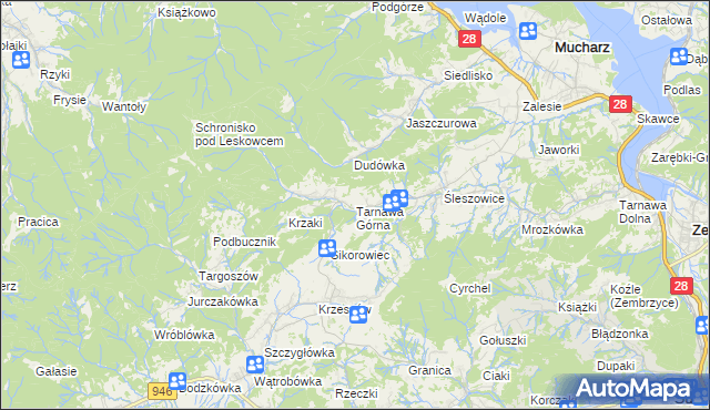 mapa Tarnawa Górna gmina Zembrzyce, Tarnawa Górna gmina Zembrzyce na mapie Targeo