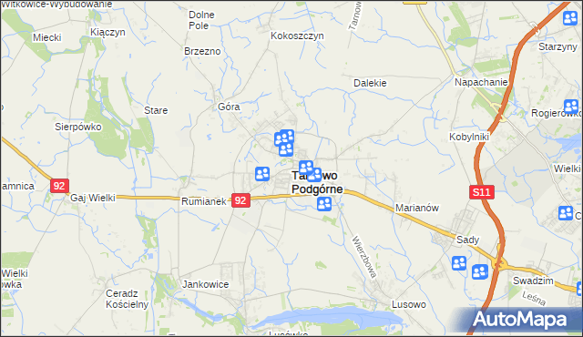mapa Tarnowo Podgórne, Tarnowo Podgórne na mapie Targeo