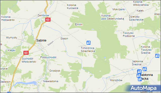 mapa Tchórznica Szlachecka, Tchórznica Szlachecka na mapie Targeo