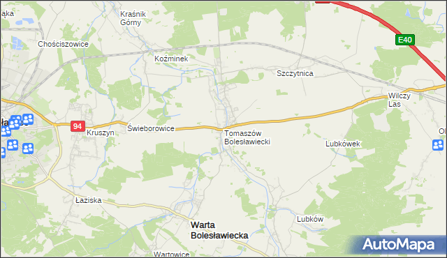 mapa Tomaszów Bolesławiecki, Tomaszów Bolesławiecki na mapie Targeo