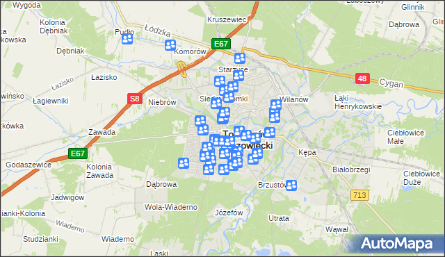 mapa Tomaszów Mazowiecki, Tomaszów Mazowiecki na mapie Targeo