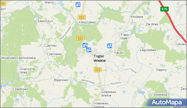 mapa Trąbki Wielkie, Trąbki Wielkie na mapie Targeo