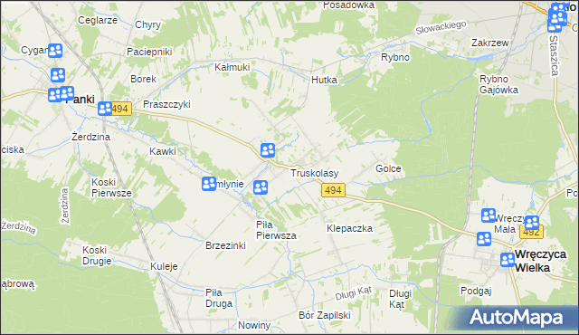mapa Truskolasy gmina Wręczyca Wielka, Truskolasy gmina Wręczyca Wielka na mapie Targeo