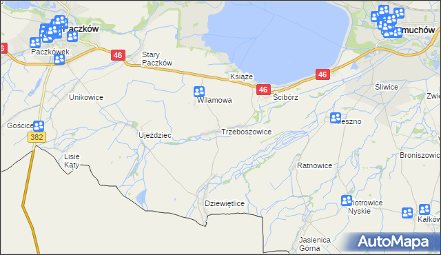 mapa Trzeboszowice, Trzeboszowice na mapie Targeo