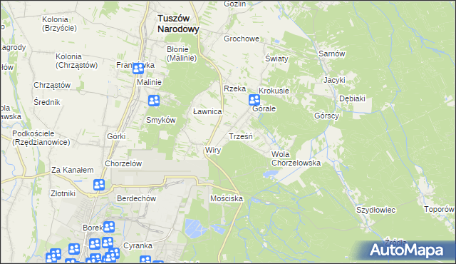 mapa Trześń gmina Mielec, Trześń gmina Mielec na mapie Targeo