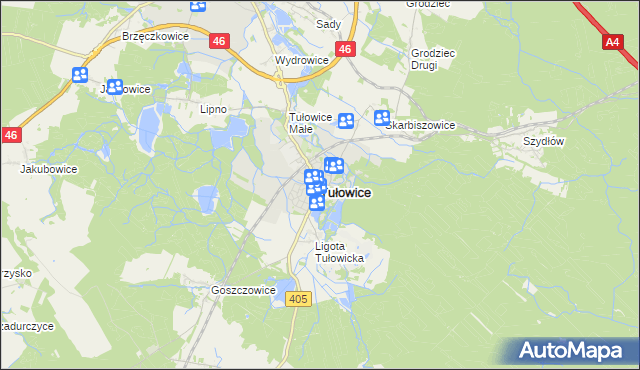 mapa Tułowice powiat opolski, Tułowice powiat opolski na mapie Targeo