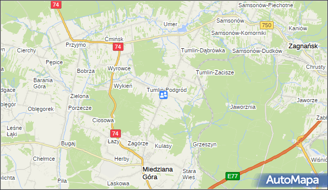 mapa Tumlin-Wykień, Tumlin-Wykień na mapie Targeo