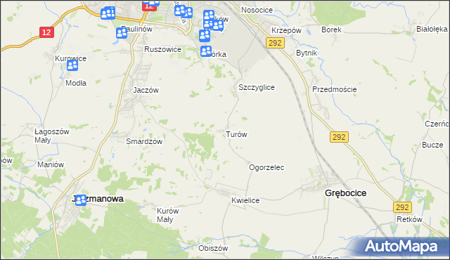 mapa Turów gmina Głogów, Turów gmina Głogów na mapie Targeo