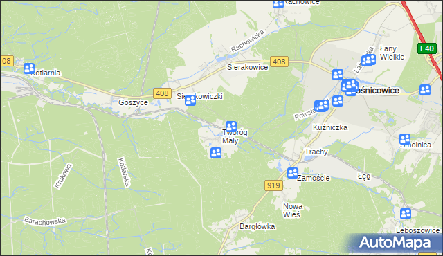 mapa Tworóg Mały, Tworóg Mały na mapie Targeo