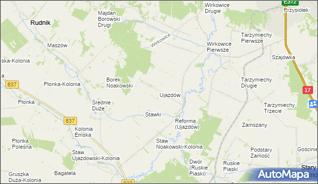 mapa Ujazdów gmina Nielisz, Ujazdów gmina Nielisz na mapie Targeo