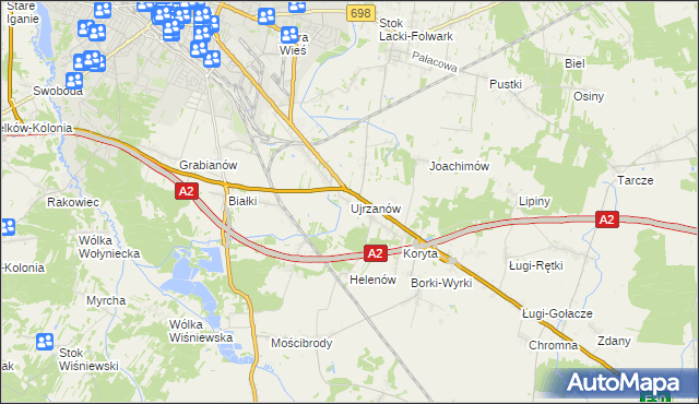 mapa Ujrzanów, Ujrzanów na mapie Targeo