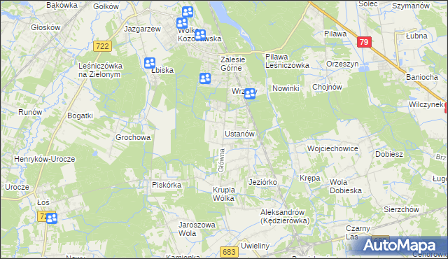 mapa Ustanów, Ustanów na mapie Targeo