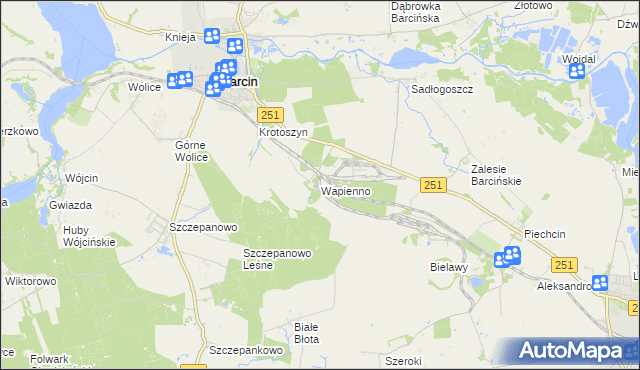 mapa Wapienno, Wapienno na mapie Targeo