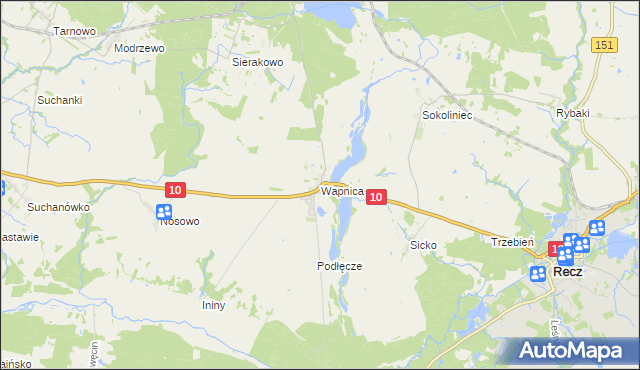 mapa Wapnica gmina Suchań, Wapnica gmina Suchań na mapie Targeo