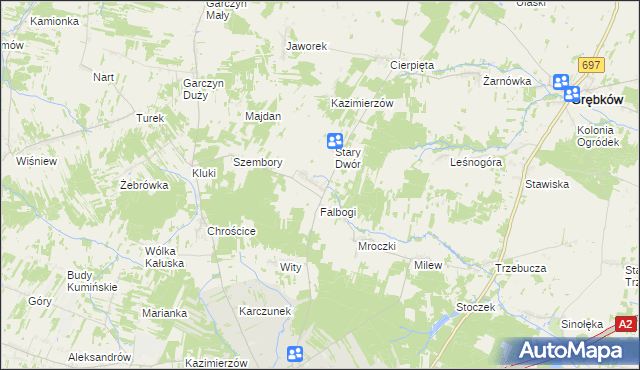 mapa Wąsy, Wąsy na mapie Targeo