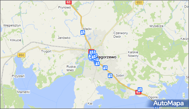 mapa Węgorzewo, Węgorzewo na mapie Targeo