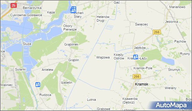 mapa Wiązowa gmina Kramsk, Wiązowa gmina Kramsk na mapie Targeo