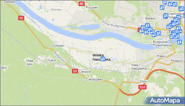 mapa Wielka Nieszawka, Wielka Nieszawka na mapie Targeo
