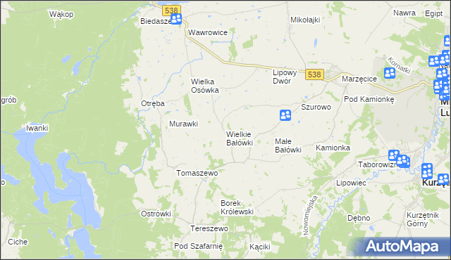 mapa Wielkie Bałówki, Wielkie Bałówki na mapie Targeo