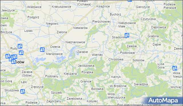 mapa Wieniec gmina Gdów, Wieniec gmina Gdów na mapie Targeo
