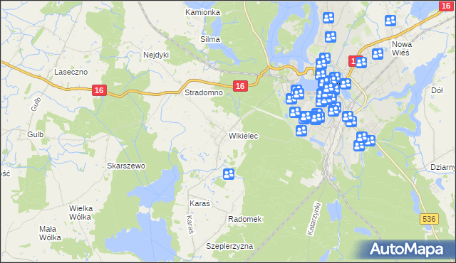 mapa Wikielec gmina Iława, Wikielec gmina Iława na mapie Targeo