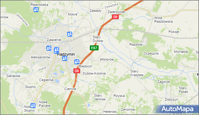 mapa Wiktorów gmina Radzymin, Wiktorów gmina Radzymin na mapie Targeo