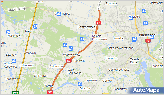 mapa Wilcza Góra gmina Lesznowola, Wilcza Góra gmina Lesznowola na mapie Targeo