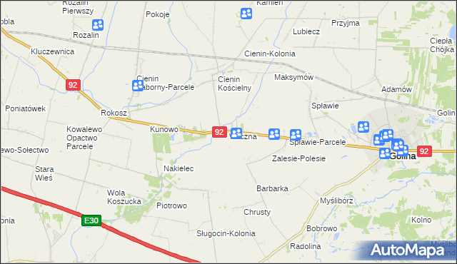 mapa Wilczna gmina Słupca, Wilczna gmina Słupca na mapie Targeo
