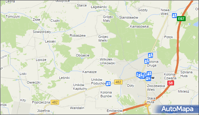 mapa Wilkołek Unikowski, Wilkołek Unikowski na mapie Targeo