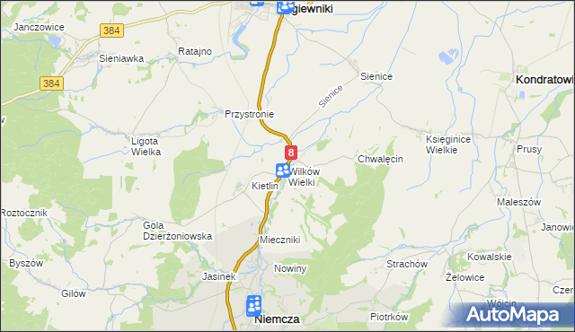 mapa Wilków Wielki, Wilków Wielki na mapie Targeo